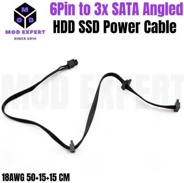 Alt view image 2 of 7 - YEPLOOK 6Pin to 3x SATA Angled, HDD SSD Power Cable for SEASONIC FOCUS PLUS Platinum PX-1000, PX-850, PX-750, PX-650, PX-550 Modular Power