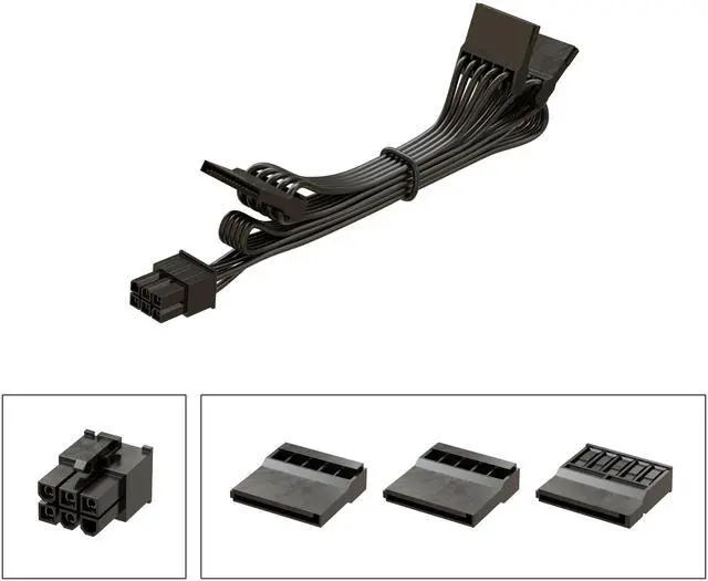 Alt view image 3 of 7 - YEPLOOK 6Pin to 3 SATA Straight HDD SSD Power Cable for Seasonic CORE GX-650, GX-550, GX-500 Modular Power Supply Unit