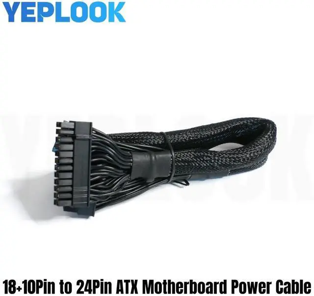 Alt view image 2 of 7 - YEPLOOK 18+10Pin to 24Pin ATX Main Power Cable for SEASONIC Platinum P Series 1200W 1050W 860W 760W 660W Modular Power, 60CM 18AWG Sleeved Net
