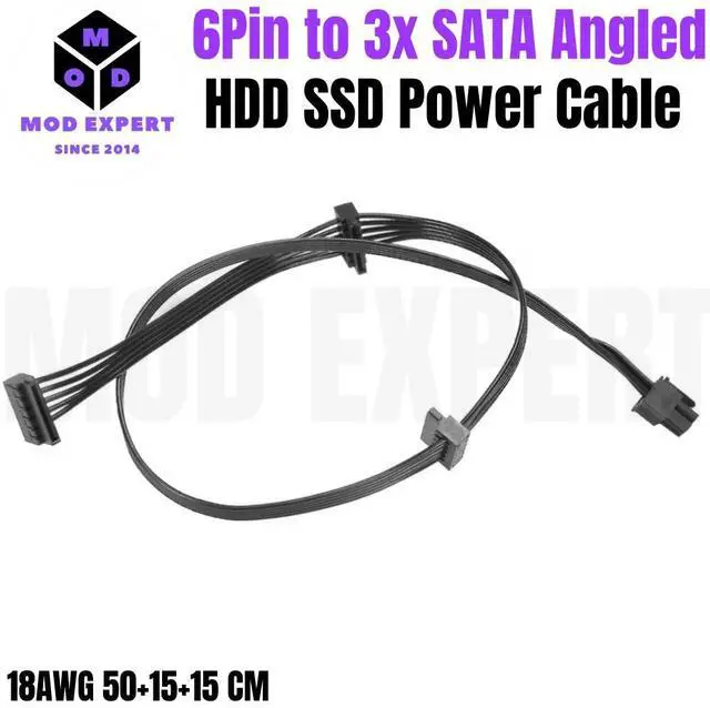 Alt view image 2 of 7 - YEPLOOK 6Pin to 3x SATA Right Angle, SSD HDD Power Cable for Seasonic PRIME Ultra Gold SSR-1000GD2, SSR-850GD2, SSR-750GD2, SSR-650GD2, SSR-550GD2 Modular Power