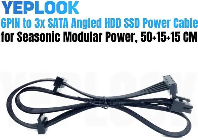Main image of YEPLOOK 6Pin to 3x SATA Right Angle, SSD HDD Power Cable for Seasonic PRIME Ultra Gold SSR-1000GD2, SSR-850GD2, SSR-750GD2, SSR-650GD2, SSR-550GD2 Modular Power