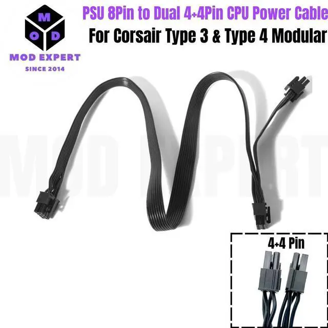 Alt view image 3 of 7 - YEPLOOK PSU 8Pin to Dual 8Pin 4+4Pin CPU Power Cable for Corsair AX760i, AX860i, AX1200i, AX1500i AX-i Type 3 Modular Power Supply Unit