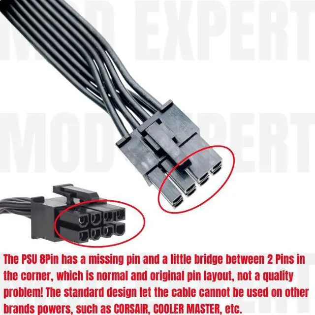 Alt view image 7 of 7 - YEPLOOK PSU 8Pin to PCIe Single 8Pin 6+2Pin GPU Power Cable for Seasonic PRIME GOLD GX-1000, GX-850, GX-750, GX-650 Modular Power, 18AWG Flat Wire 60CM/23.62inch