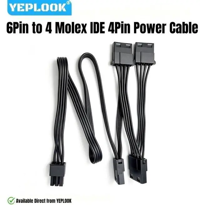 Alt view image 7 of 7 - YEPLOOK 6Pin to 4x Molex IDE 4Pin Straight, PATA Perif PERIPHERAL Power Cable for Corsair AX1600i, AX1000, AX850 Titanium Type 4 Modular Powers, 18AWG Tinned Copper Wire, 20+3x6 inch