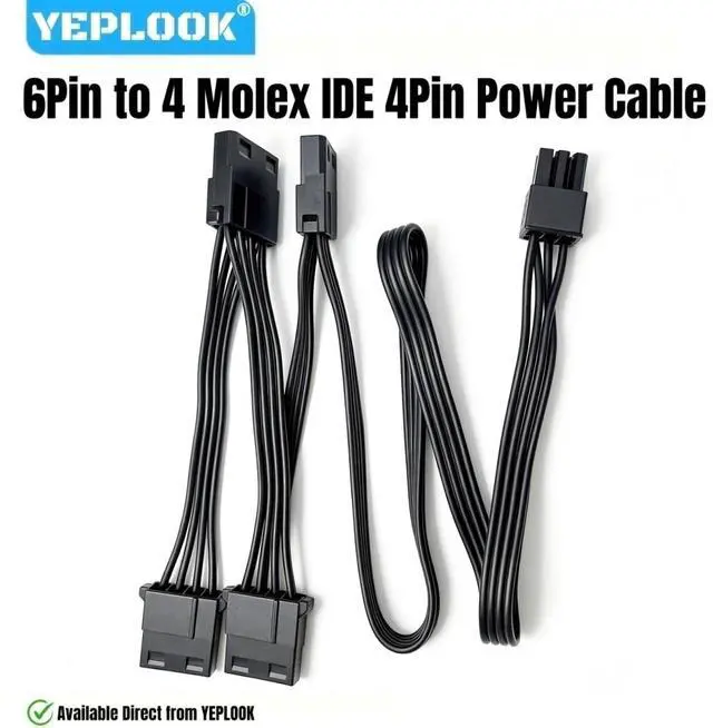 Alt view image 7 of 7 - YEPLOOK 6Pin to 4 Molex IDE 4Pin PATA Perif PERIPHERAL Power Cable for Corsair CX750, CX650, CX600, CX550, CX500, CX450, CX430 Type 3 Modular Powers, 18AWG Tinned Copper Wire, 20+3x6 inch