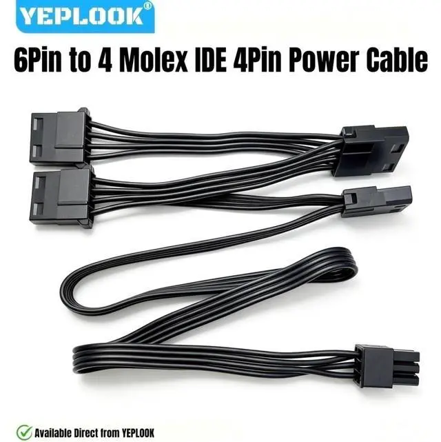 Alt view image 7 of 7 - YEPLOOK 6Pin to 4x Molex IDE 4Pin Straight, PATA Perif PERIPHERAL Power Cable for Corsair TX850M, TX750M, TX650M, TX550M TX-M Type 3 Modular Powers, 18AWG Tinned Copper Wire, 20+3x6 inch