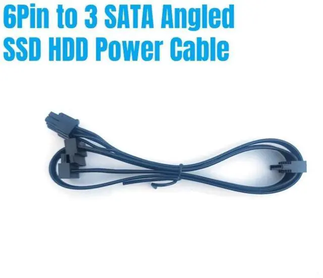 Alt view image 6 of 7 - YEPLOOK 6Pin to 3 SATA Male Angle for Corsair AX1200 1200W GOLD, HDD SSD Power Cable for Corsair Professional Series AX1200 Gold Modular Power, 18AWG Tinned Copper Wire 50+15+15 CM