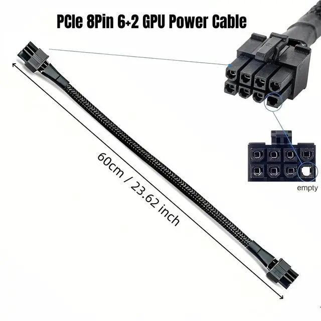 Alt view image 4 of 7 - YEPLOOK PCIe 8Pin 6+2Pin Sleeved Net GPU Power Cable for MSI MAG A750GL A850GL A1000GL A1200GL PCIE5 Modular Powers, 18AWG Tinned Copper Wire 60CM/ 23.6in./1.97ft.