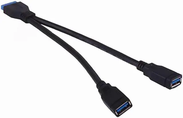 Alt view image 3 of 3 - PC Computer DIY Motherboard Mainboard 19Pin USB3.0 Female to 2 Port USB 3.0 A Female Data Cable