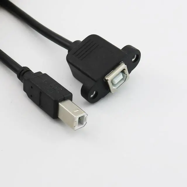 Alt view image 3 of 4 - 0.3m USB 2.0 A female socket panel mount to USB B male plug extension cable