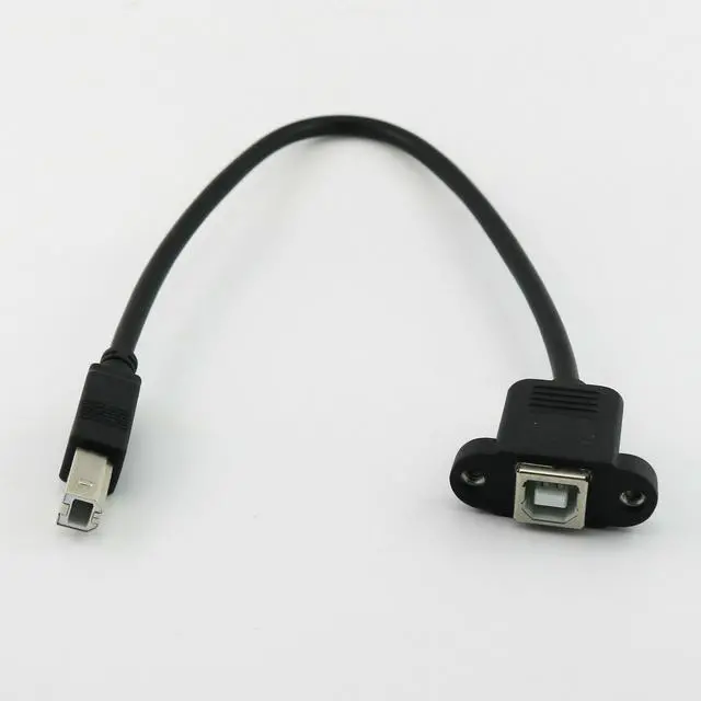Alt view image 4 of 4 - 0.3m USB 2.0 A female socket panel mount to USB B male plug extension cable