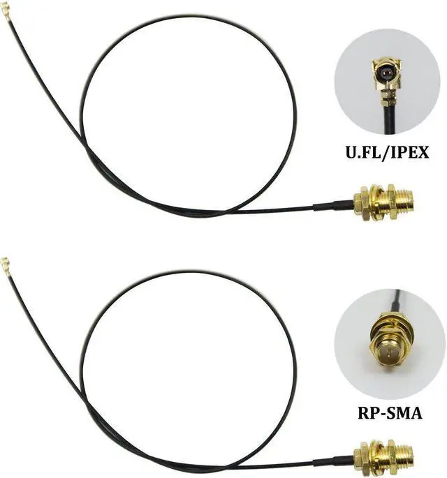 Alt view image 3 of 4 - Highfine 2 x 6dBi 2.4GHz 5GHz Dual Band WiFi RP-SMA Antenna + 2 x 35cm U.fl /IPEX Cable