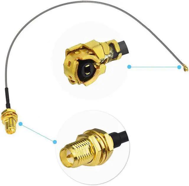 Alt view image 3 of 4 - 2-Pack Dual Band 2.4GHz 5GHz 5.8GHz RP-SMA WiFi Antenna,IPX U.FL Pigtail Cable