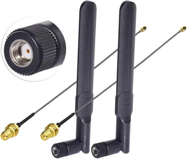 Main image of 2-Pack Dual Band 2.4GHz 5GHz 5.8GHz RP-SMA WiFi Antenna,IPX U.FL Pigtail Cable
