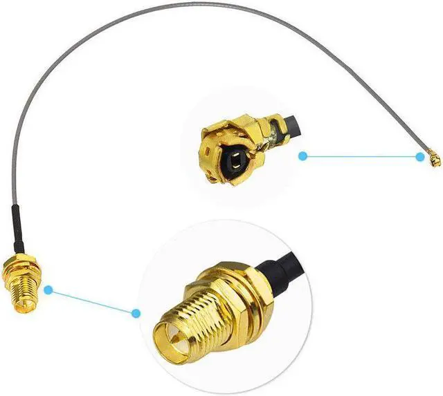 Alt view image 4 of 8 - 2-Pack 6dBi 2.4GHz 5GHz 5.8GHz WiFi RP-SMA Antenna & IPX U.FL Pigtail Cable 15cm