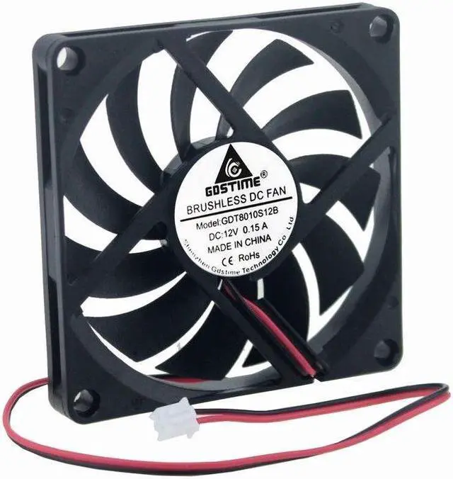 Alt view image 6 of 7 - 12V 8cm 80mm 80x80x10mm 2pin Brushless PC CPU Case fan Cooling Fan