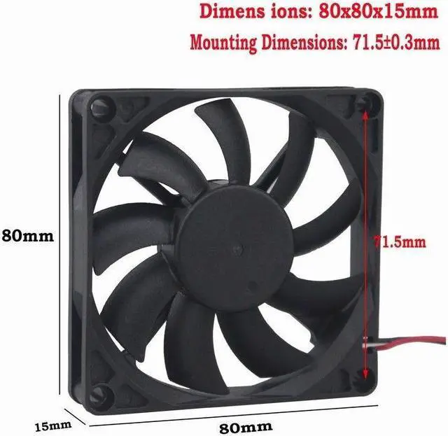 Alt view image 4 of 7 - 12V 8cm 80mm 80x80x15mm 2pin Brushless PC CPU fan Cooling Cooler Fan Silent