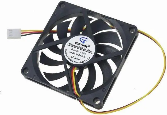 Alt view image 4 of 5 - 3pin 12V 0.16A 8cm 80mm 80x80x10mm Brushless PC CPU Case fan Cooling Fan