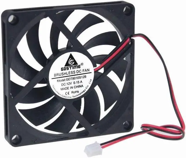 Alt view image 3 of 7 - 12V 8cm 80mm 80x80x10mm 2pin Brushless PC CPU Case fan Cooling Fan