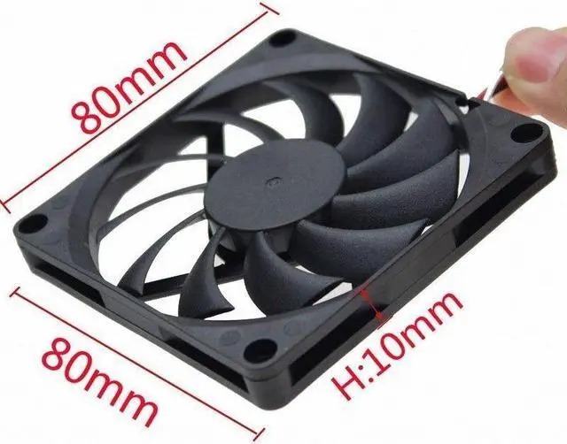 Alt view image 3 of 5 - 3pin 12V 0.16A 8cm 80mm 80x80x10mm Brushless PC CPU Case fan Cooling Fan