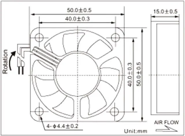Alt view image 3 of 3 - Brushless DC 24V 0.14A 2pin Connector Cooling Fan 50x50x15mm 5015 7 blades