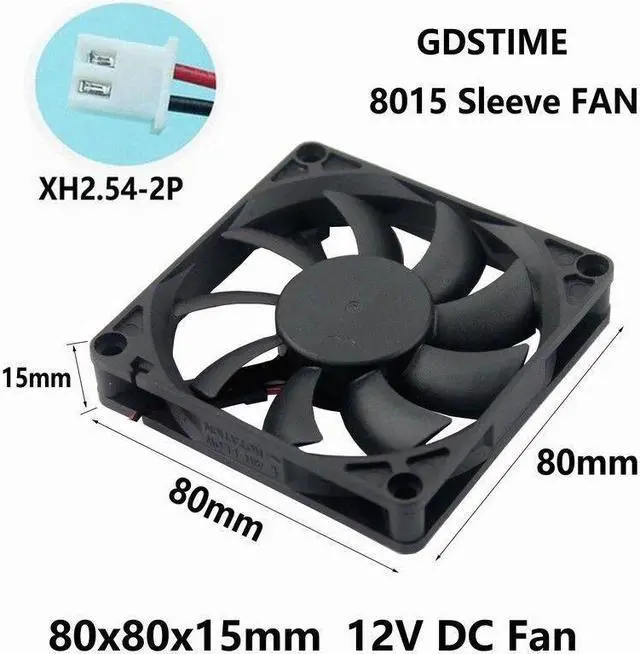 Alt view image 7 of 7 - 12V 8cm 80mm 80x80x15mm 2pin Brushless PC CPU fan Cooling Cooler Fan Silent