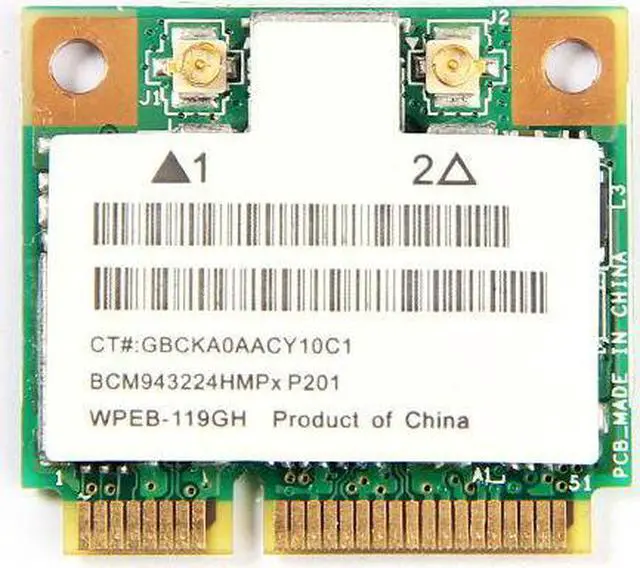 Alt view image 2 of 5 - 300Mbps Broadcom BCM43224 BCM943224HMS ABGN Dual Band Wireless Wifi PCI-E Card