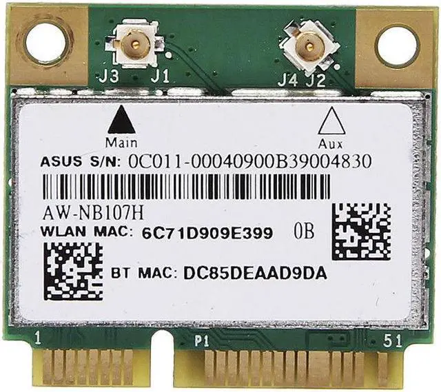 Alt view image 2 of 6 - 300M BCM943142HM 802.11B/G/N Mini PCI E Bluetooth 4.0 Wireless WiFi Card