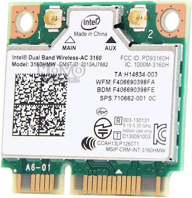 Alt view image 3 of 7 - Dual Band 433Mbps Intel AC 3160HMW 2.4G/5GHz + Bluetooth4.0 Mini PCI E WiFi Card