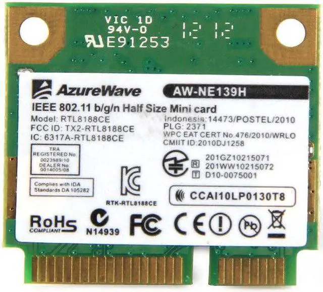 Main image of 150Mbps Realtek RTL8188CE AW-NE139H 2.4G 802.11BGN Mini PCI-E WiFi wireless Card