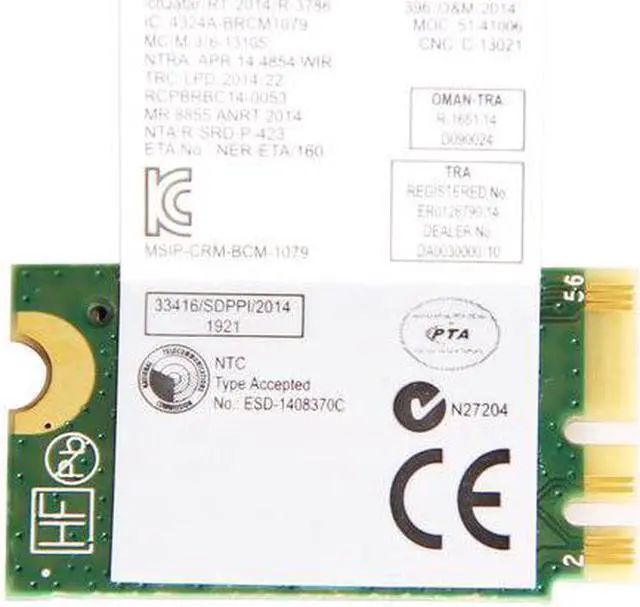 Alt view image 2 of 4 - Broadcom BCM943142Y 2.4GHz BT4.0 NGFF/M.2 WiFi Card 150M