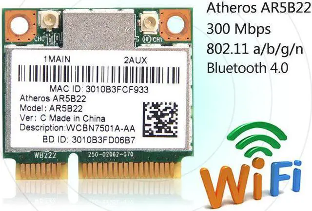 Main image of Atheros AR5B22 300Mbps Dual Band PCI-E WLAN Wireless Wifi Card BT 4.0