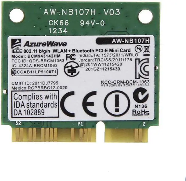 Main image of 300M BCM943142HM 802.11B/G/N Mini PCI E Bluetooth 4.0 Wireless WiFi Card