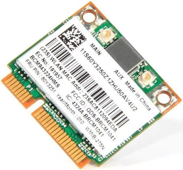Alt view image 5 of 5 - Dual Band 300Mbps Broadcom BCM43224 BCM943224HMS PCI-E Wifi Card FRU 60Y3251