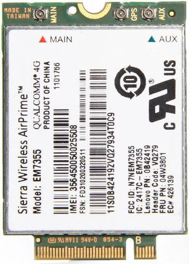 Main image of Sierra Gobi5000 EM7355 LTE 4G WWAN 04W3801 NGFF Wifi Card For Lenovo T440 X240