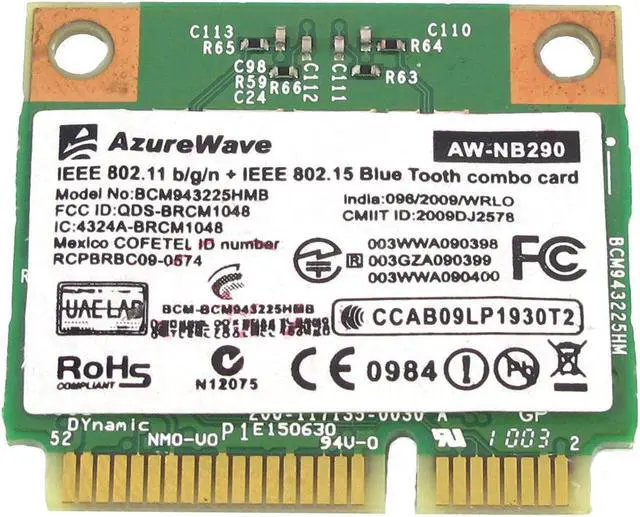 Main image of Azurewave BCM943225HMB Wireless 300M Wifi wlan 802.11 N 3.0 Bluetooth BT Card