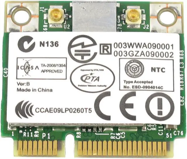 Alt view image 2 of 4 - Azurewave BCM943225HMB Wireless 300M Wifi wlan 802.11 N 3.0 Bluetooth BT Card