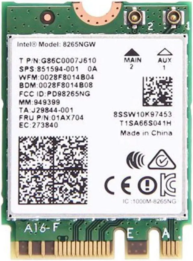 Alt view image 2 of 5 - Dual Band Antennas+ Intel Wireless-AC 8265NGW NGFF 867M Wifi Bluetooth 4.2 Card
