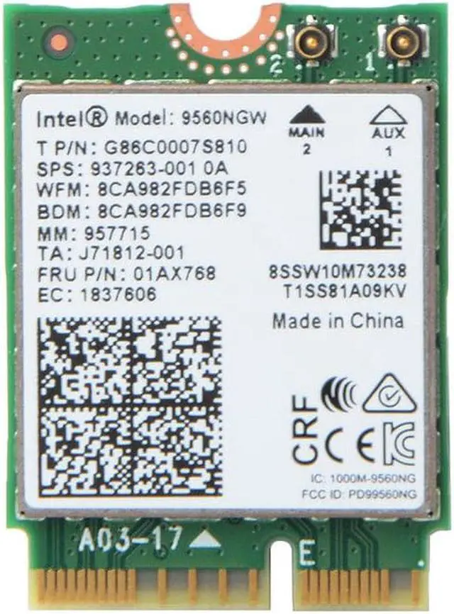 Alt view image 5 of 7 - Wireless AC 9560 For Intel 9560NGW 802.11ac NGFF 2.4G/5G WiFi Card Bluetooth US