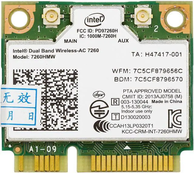 Main image of Wireless 802.11 AC 7260HMW Dual Band WiFi Bluetooth 4.0 Half Mini PCI-e Card