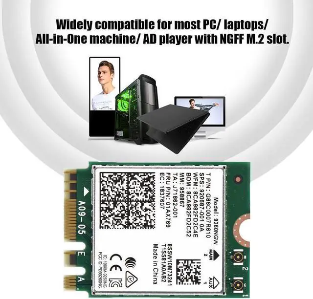 Alt view image 2 of 8 - For Intel 9260NGW NGFF 1730Mbps Dual Band WiFi Bluetooth 5.0 Wireless Wlan Card