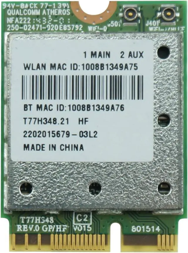 Alt view image 2 of 4 - AR5BWB222 M.2 NGFF Wireless Card 300Mbps WiFi Bluetooth 4.0 QCNFA222 802.11 abgn