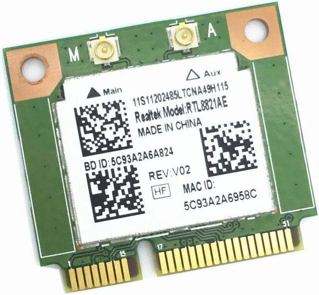 Alt view image 3 of 5 - Realtek RTL8821AE 802.11ac WiFi+Bluetooth 4.0 2.4/5.0GHz MINI PCI-E Card 433Mbps