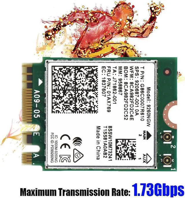 Alt view image 3 of 8 - For Intel 9260NGW NGFF 1730Mbps Dual Band WiFi Bluetooth 5.0 Wireless Wlan Card