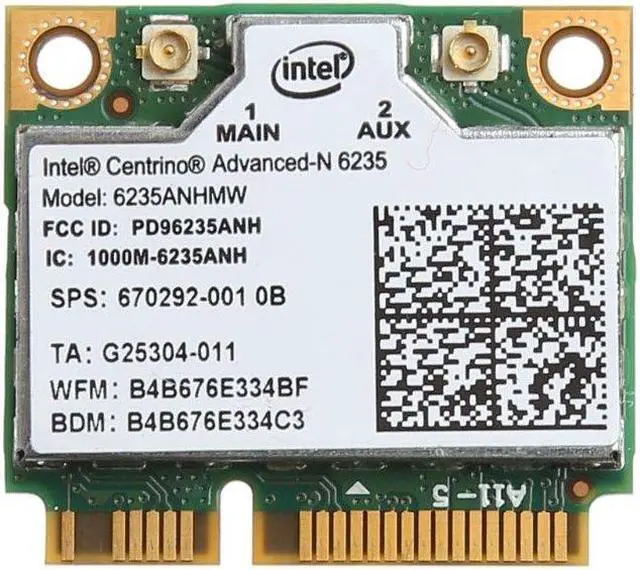 Alt view image 2 of 8 - 2.4/5G 300M WiFi Bluetooth 4.0 Wireless Half Mini PCI-E Card For Intel 6235ANHMW