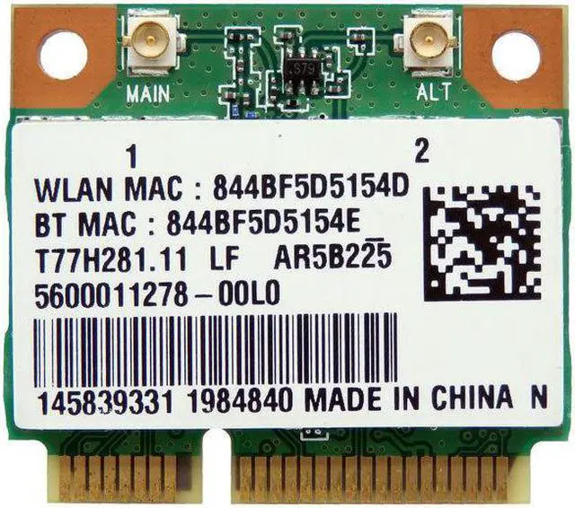Alt view image 2 of 6 - NEW Atheros WIFI Wireless N and Bluetooth 4.0 Combo Half Mini PCI-E Card AR5B225