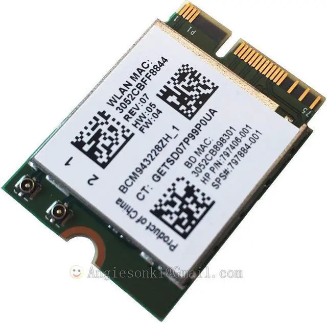 Alt view image 4 of 6 - Broadcom BCM943228ZH WIFI Wireless N BT Bluetooth 4.0 NGFF WLAN Card 802.11abgn