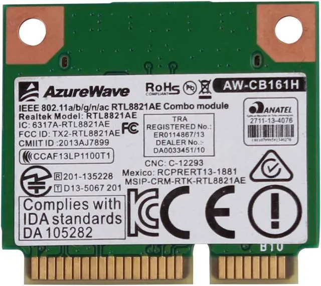 Alt view image 2 of 3 - Azurewave AW-CB161H 802.11 a/b/g/n/ac WiFi 2.4/5.0GHz Bluetooth 4.0 Network Card