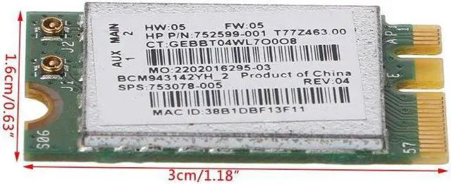 Alt view image 6 of 6 - New BCM943142Y 802.11b/g/n Bluetooth 4.0 WLAN 150Mbps NGFF Wireless Wifi Card