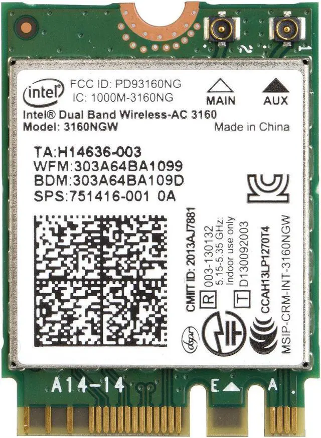 Main image of AC Dual Band Wireless 3160 NGW NGFF M.2 WiFi Bluetooth 4.0 Laptop Card 433Mbps